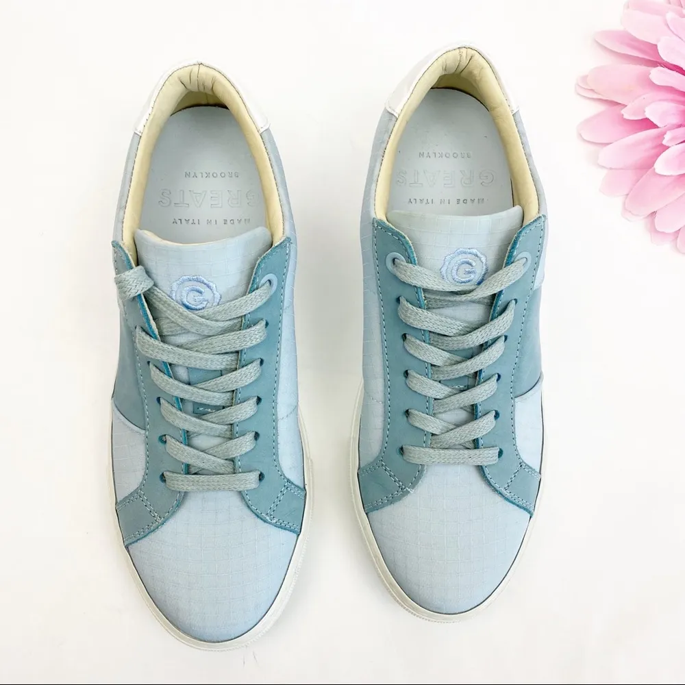 Greats Brooklyn Royale Suede Leather Canvas Sneakers: Two Tone Light Sky Blue Size 7.5 - Image 9