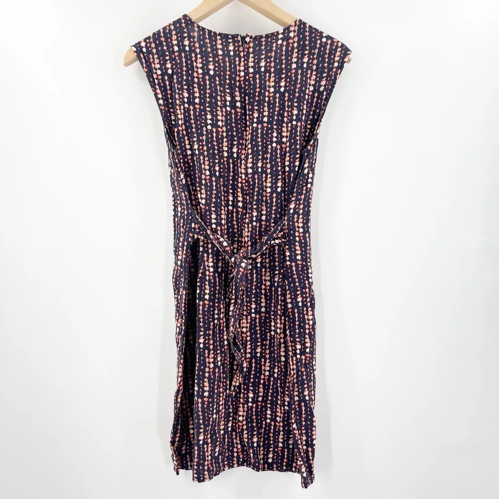 H BY HALSTON Dress Size Extra Small Linen Blend Wrap Sash Tie Waist Sleeveless - Image 4