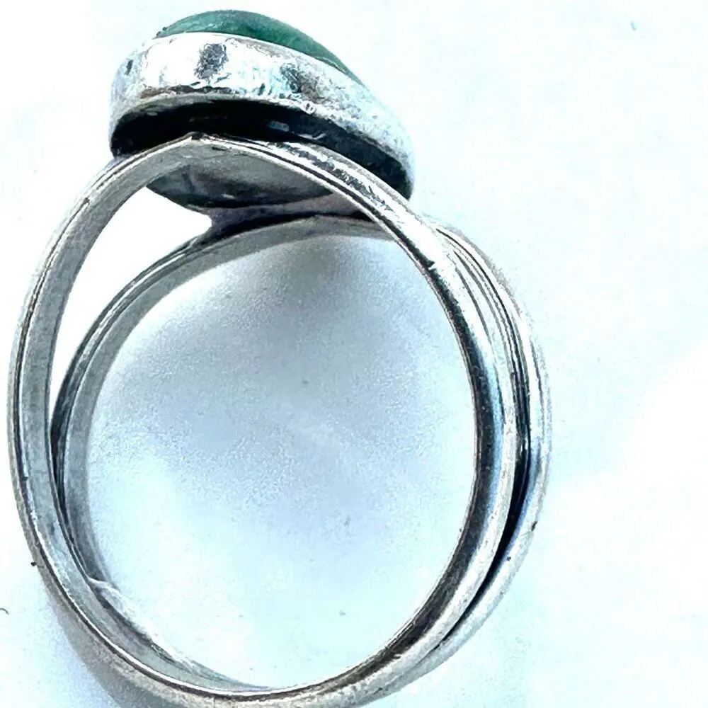 Sterling Silver Oval Green Malachite Split Band Ring - Image 3