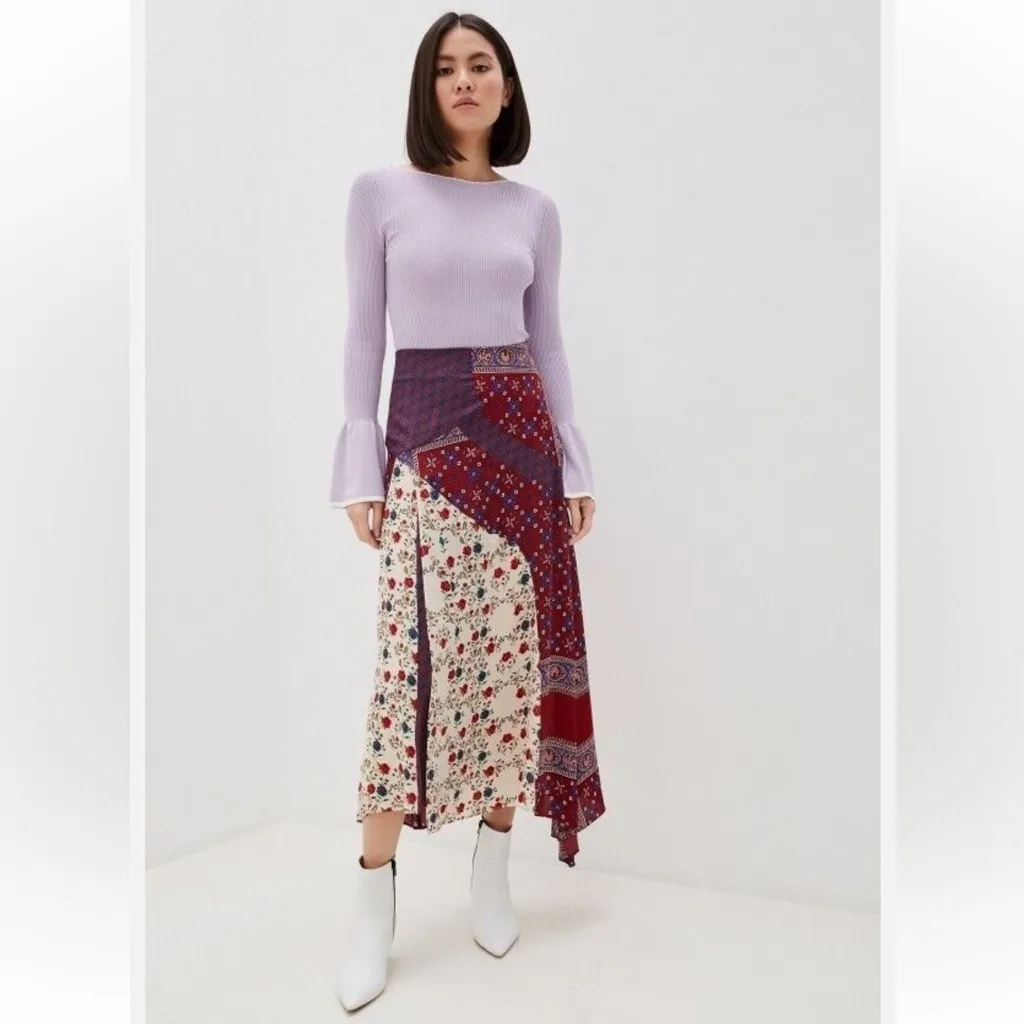 Sandro‎ Paris Dua Asymmetric Patchwork Maxi Skirt Small - Image 7