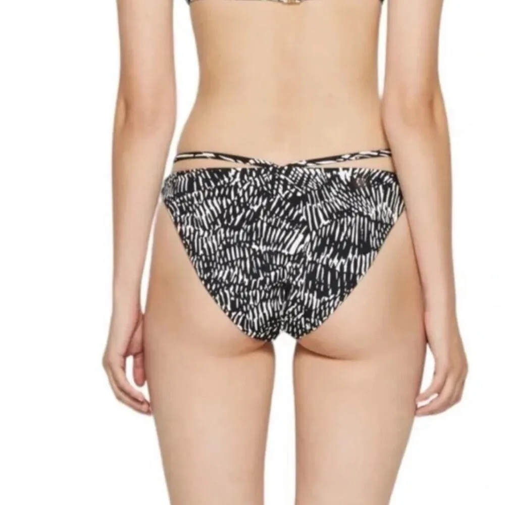 JONATHAN SIMKHAI Alani Bikini Swim Bottoms Size Medium NWT Abstract Fern B&W Black - Image 2