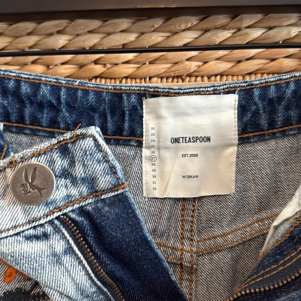 NWT One Teaspoon Bandits Floral Embroidered High Waist Light Denim Jean Short 27 - Image 7