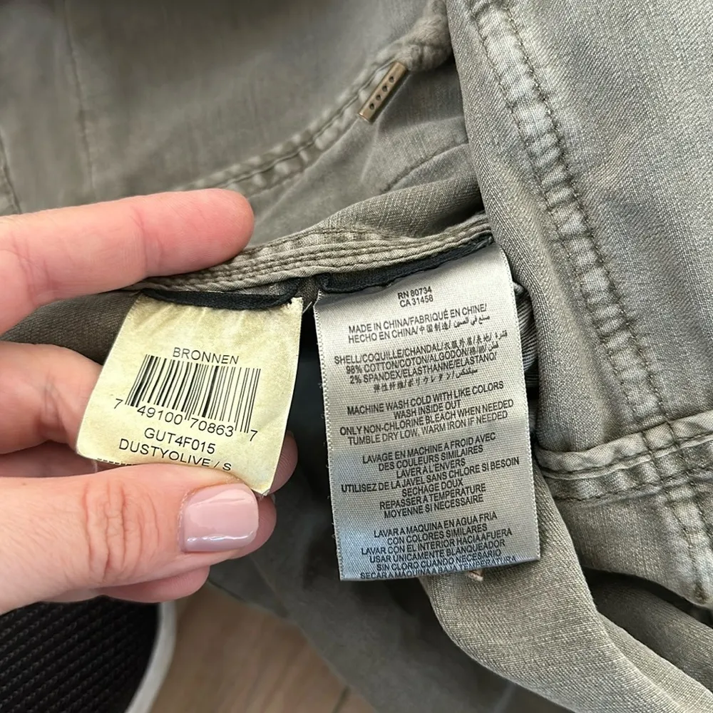 BCBG Bronnen Military Dusty Olive Green Jacket Cut Out Back Sz S - Image 6