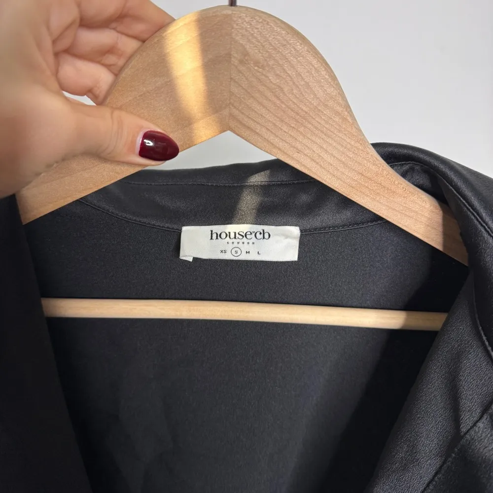 House of CB Maddie Black Satin Long Sleeve Mini Dress - Image 7