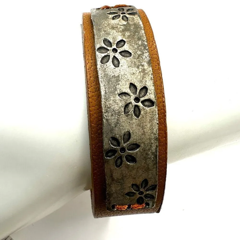 American eagle silver tone  and brown leather bracelet - Image 6
