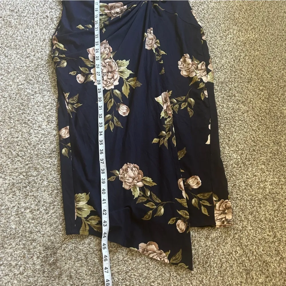 Nine Britton Abigail Brushed Knit Midi Dress Navy Blue Floral Formal Twist XXL - Image 8