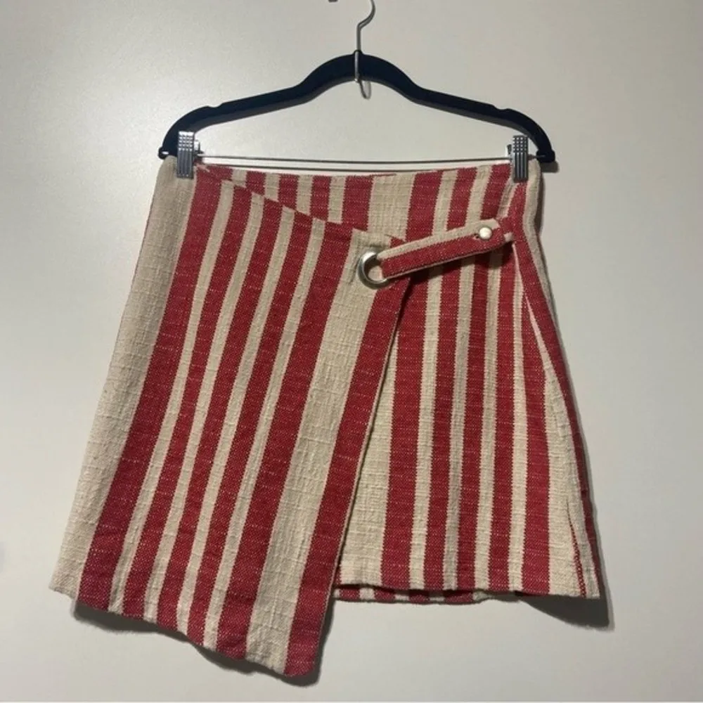Free People Its A Wrap Tuscany Mini Skirt with Red White Stripes Size Large NWT - Image 6