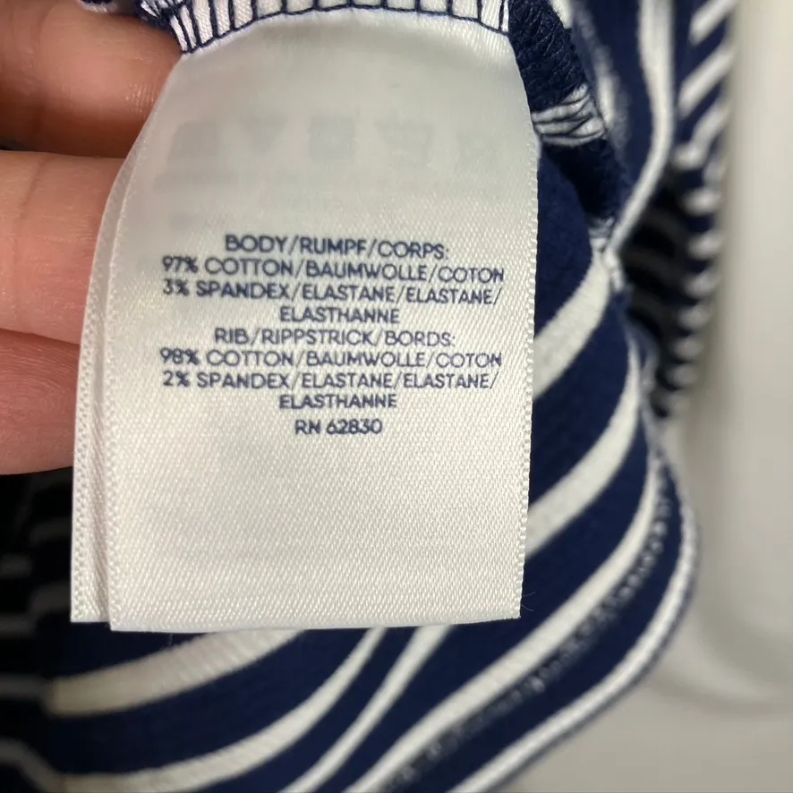 Lands' End Women's XL Deep Sea Navy Ivory Stripe Waffle Sleep Shirt Top New Blue - Image 7