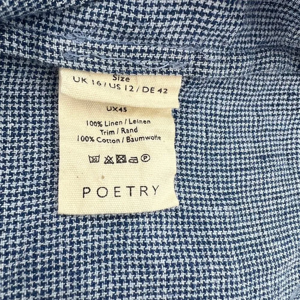 Poetry Linen Button Through Dress Blue Midi - Image 7
