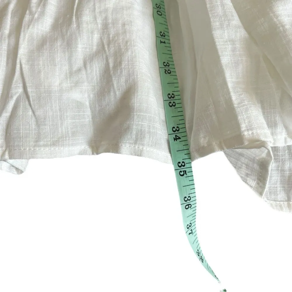 NEW Beulah Style Tiered White Gauzy Cotton V Neck Short Sleeve Mini Dress Small - Image 8