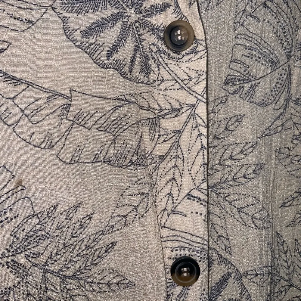 Olivia & Martin Tan Tropical Foliage Print Short Sleeve Tie Front V - Image 3