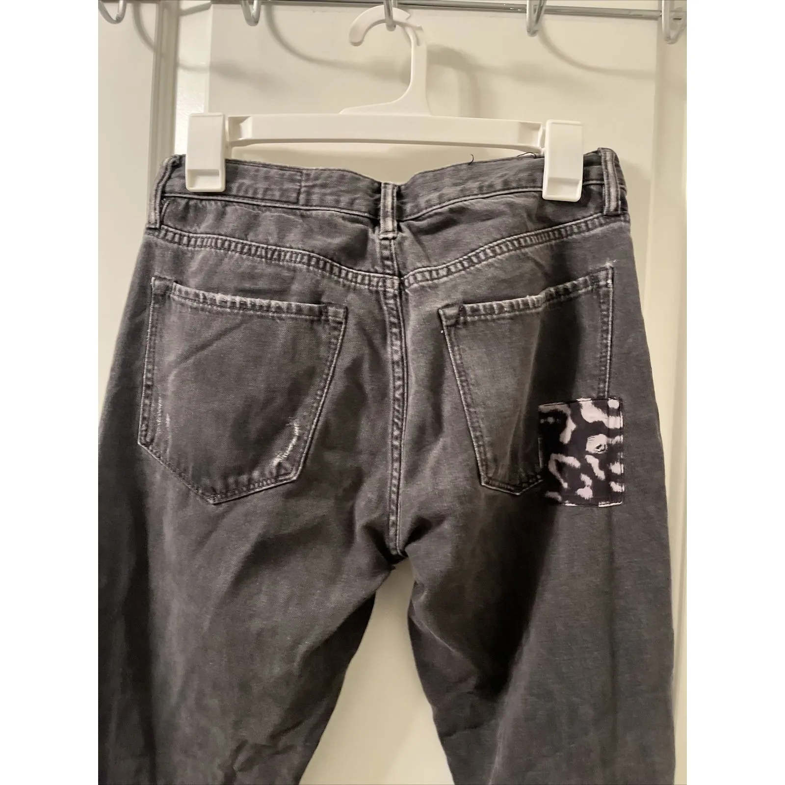 All Saints Boys Fit Women's Leopard Patch Jeans Size 27 Straight Fit - Image 13