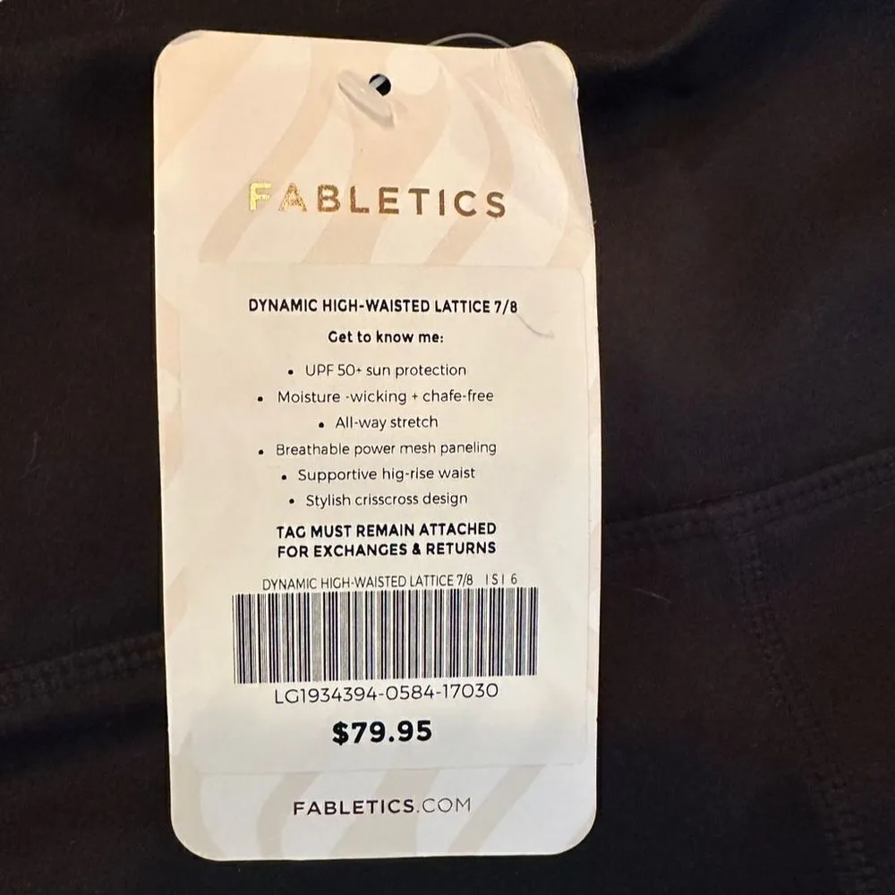 Fabletics Dynamic High-Waist Lattice Leggings Black S Gym Yoga Moisture-Wicking - Image 4