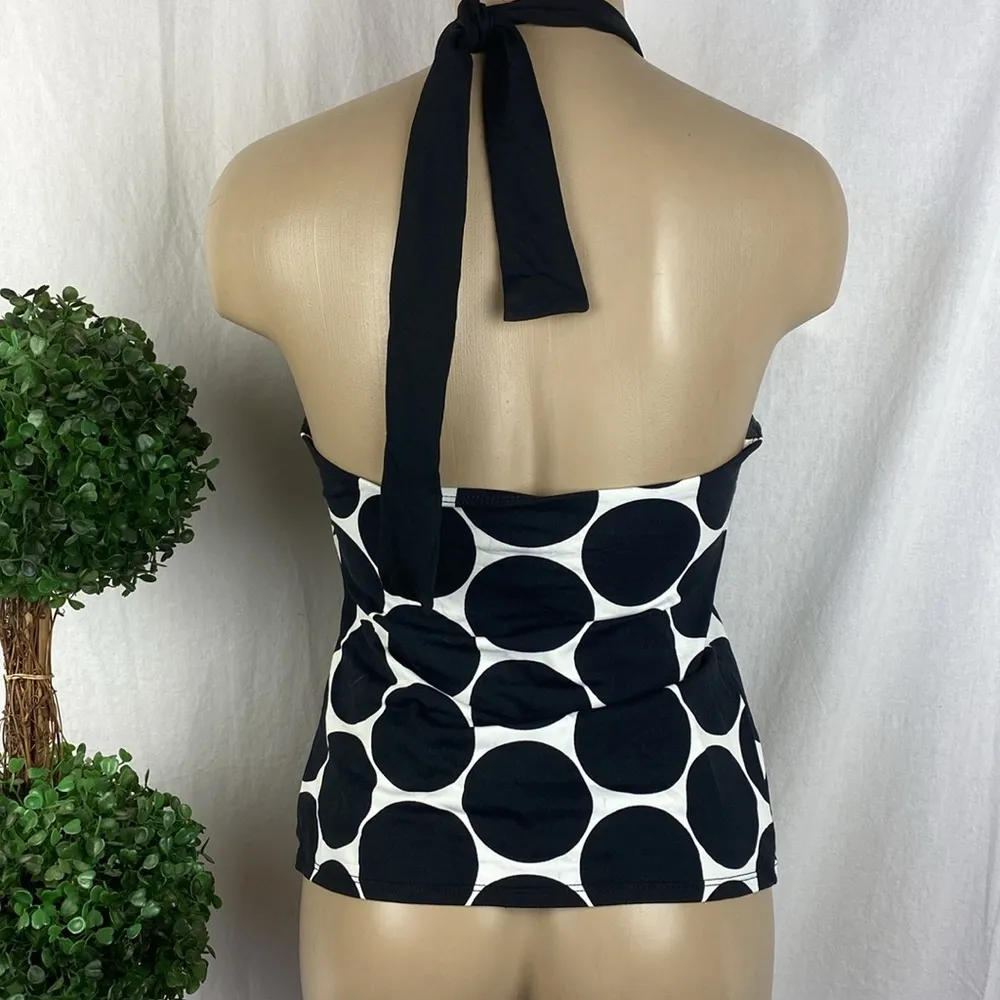 La Blanca Black & White Polka Dot Print Tankini Swim Bathing Suit Top 8 - Image 3