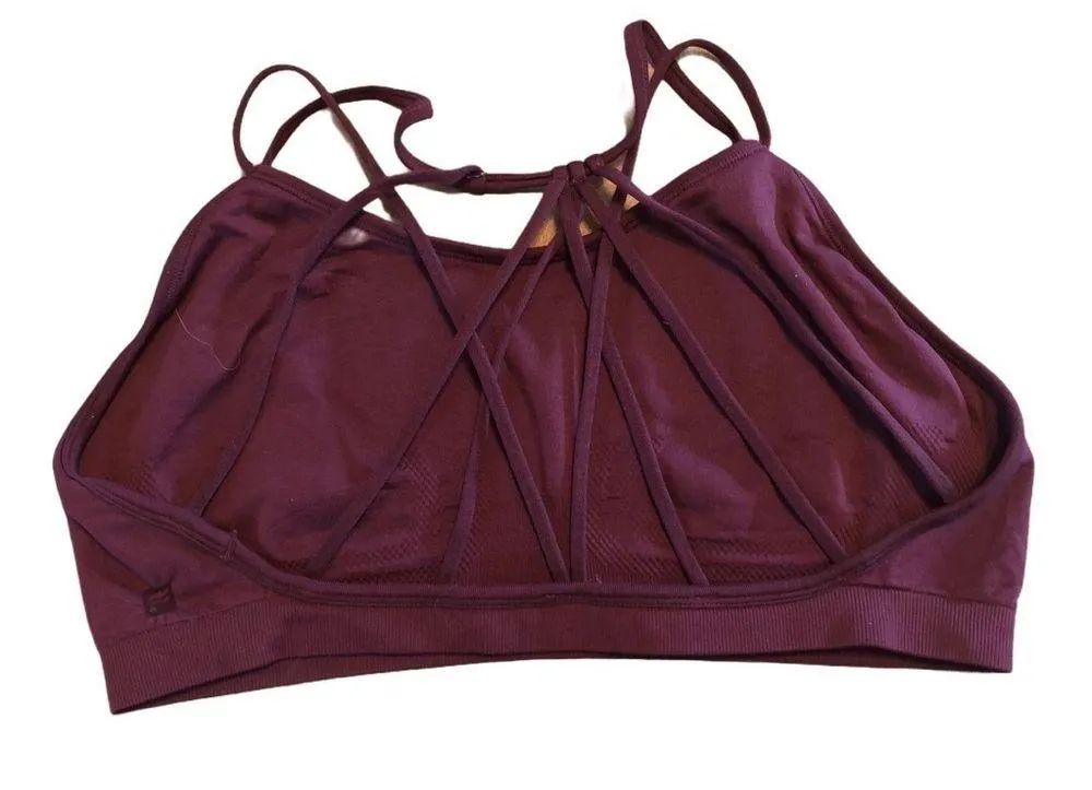 Burgundy Stretchy Strappy Bralette Sz. M-L Lounge Comfy Yoga Workout - Image 2