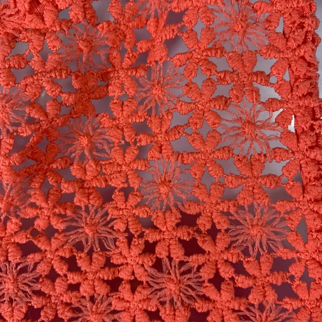 Womens Sleeveless Tank Top Crochet Floral Lace Back Size XS Coral - Image 3