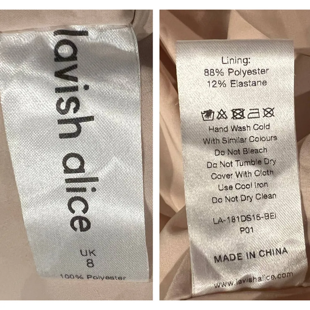 NWT LAVISH ALICE Pleated Corset Satin Cocktail Dress In Clay Beige (US/4) - Image 9