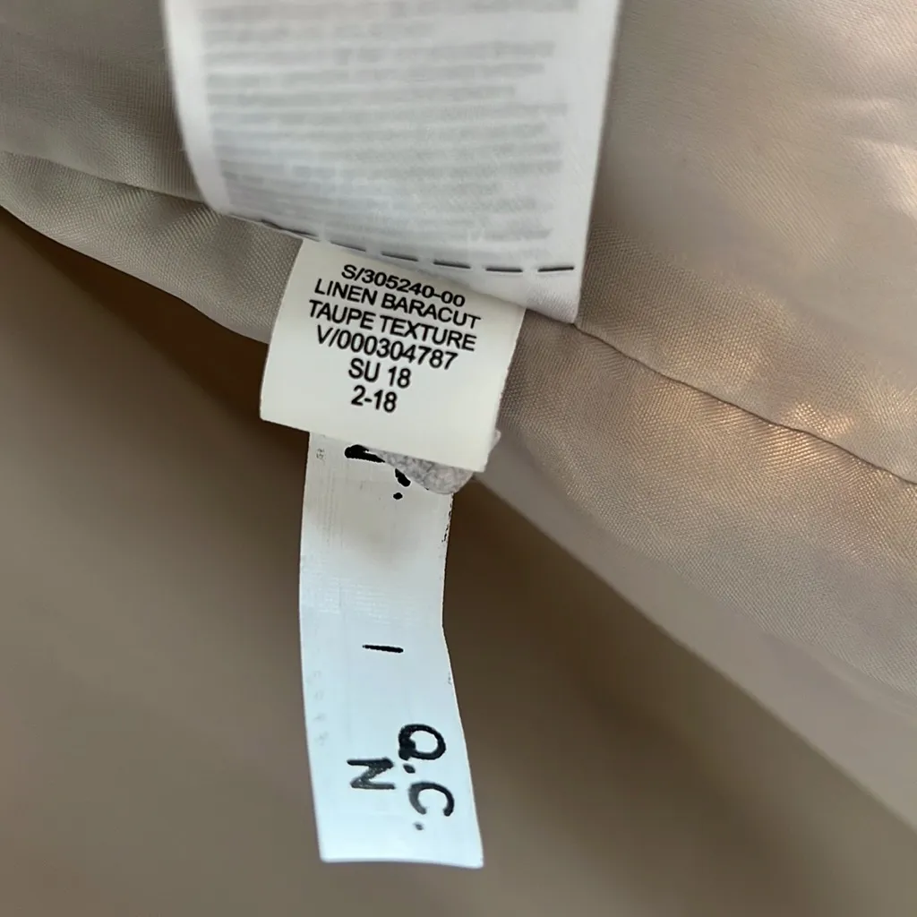 Banana Republic Linen Baracut Taupe Woven Textured Full Zip Spring Jacket, L - Image 7