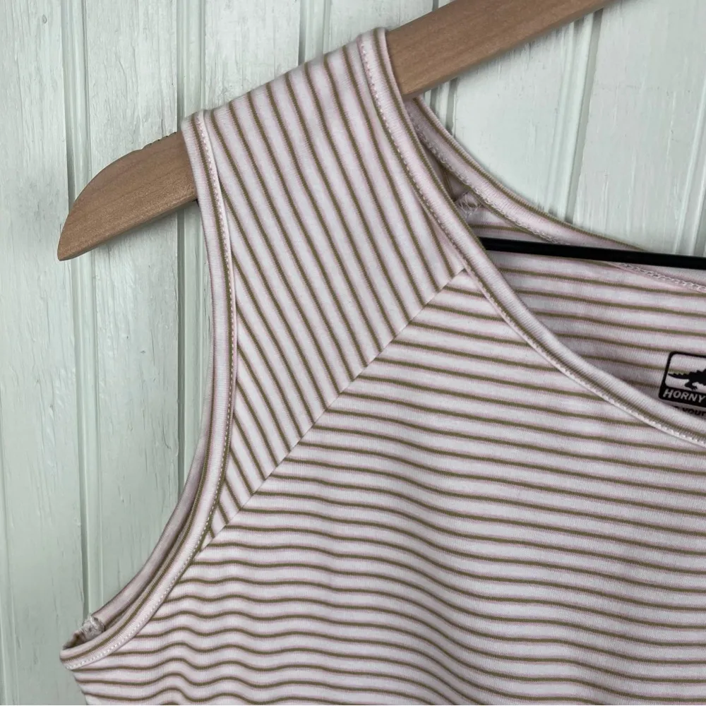 Toad & Co Horny Toad Striped Cotton Tank Top with Built in Shelf Bra Size Large - Image 3