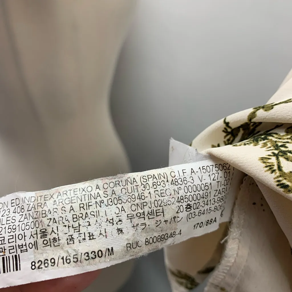 Zara Animal Tropical Print Oversized Half Button Up shirt sz M boho artsy monkey - Image 8