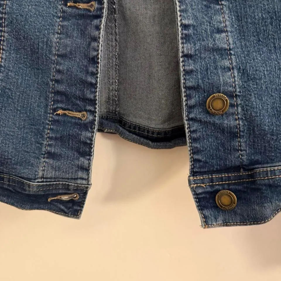Jessica London Womens Denim Jacket Blue Classic Button Front Size 12 - Image 4