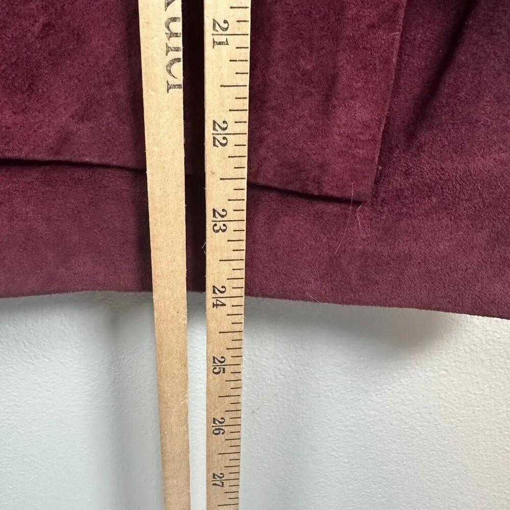 Vintage Bagatelle Womens Skirt Size 12 Tiered Suede Leather Burgundy Pencil - Image 16