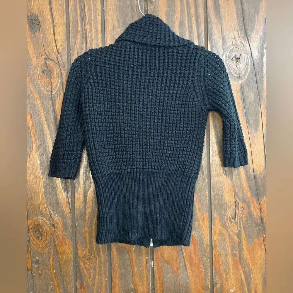 Zara zip up 3/4 sleeve  black sweater size small - Image 9