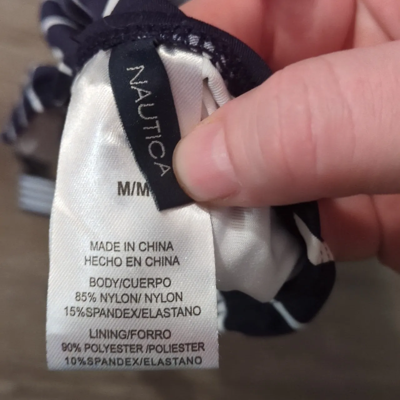 Nautica Blue White Striped One Piece Swim Suit Size Medium - Image 7