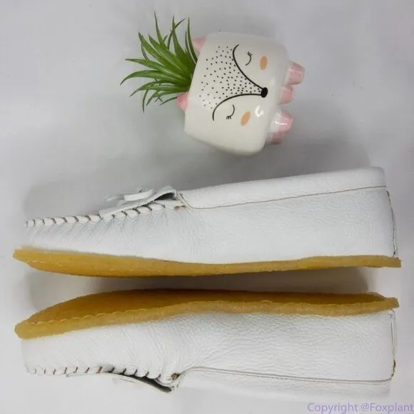 J. Crew Soft unlined‎ leather loafers, size 9, color white, new in box - Image 9