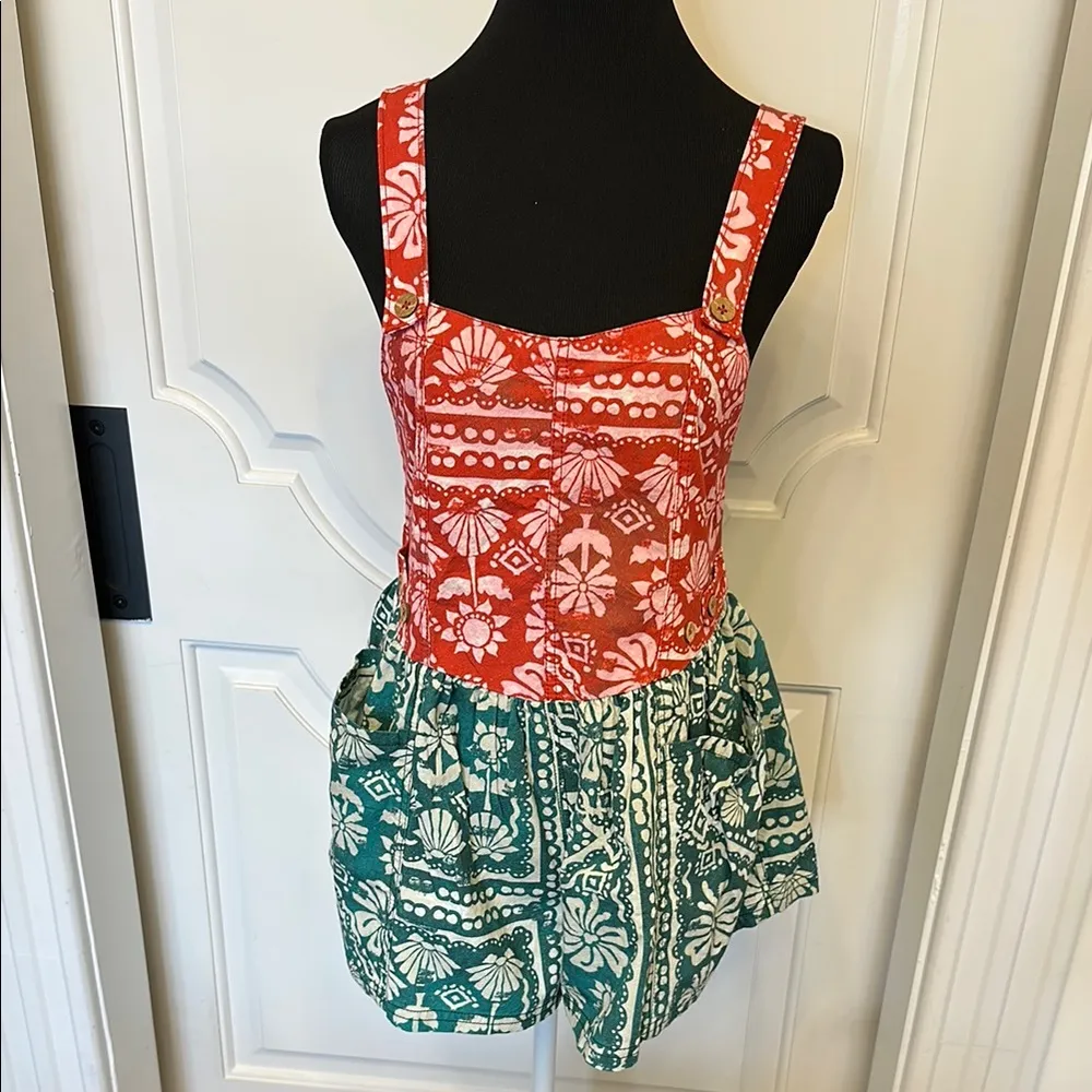 Free People Romper Shortalls Overalls Boho Print NWOT - Image 3