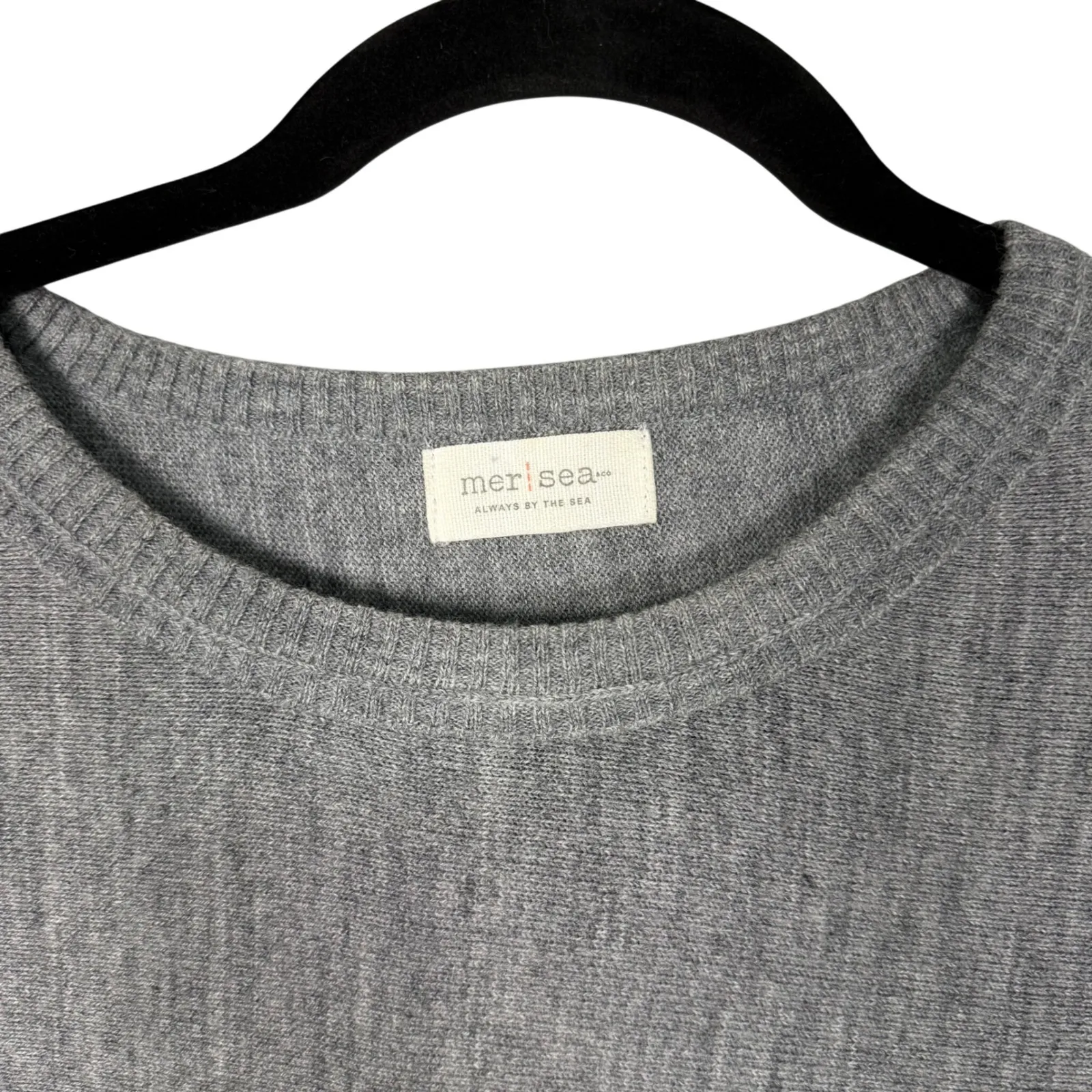 MERSEA Grey Ribbed Knit Poncho Sweater Oversized One Size Gray Size undefined - Image 3