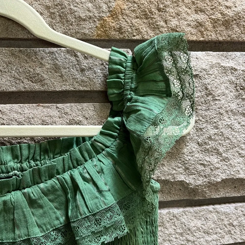 REVOLVE x TULAROSA Teri Smocked Green Mini Dress size medium Cottagecore - Image 8