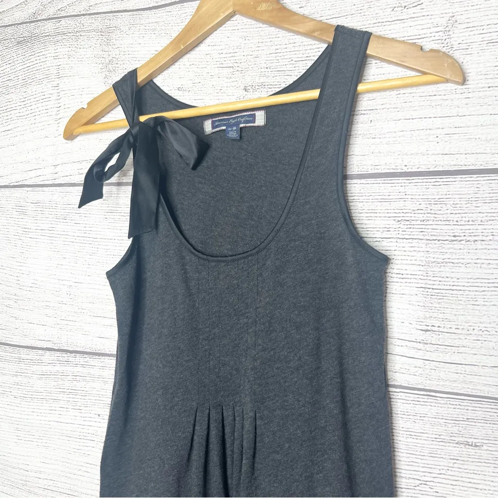 American Eagle Charcoal Gray Babydoll Racerback Tank Top with Black Bow Size XS - Image 3