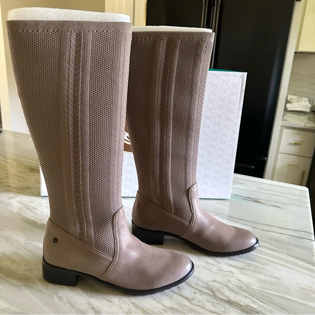 Aetrex NEW  Tan Brown Sock Knit Shaft Knee High Boot Size 38 - Image 3