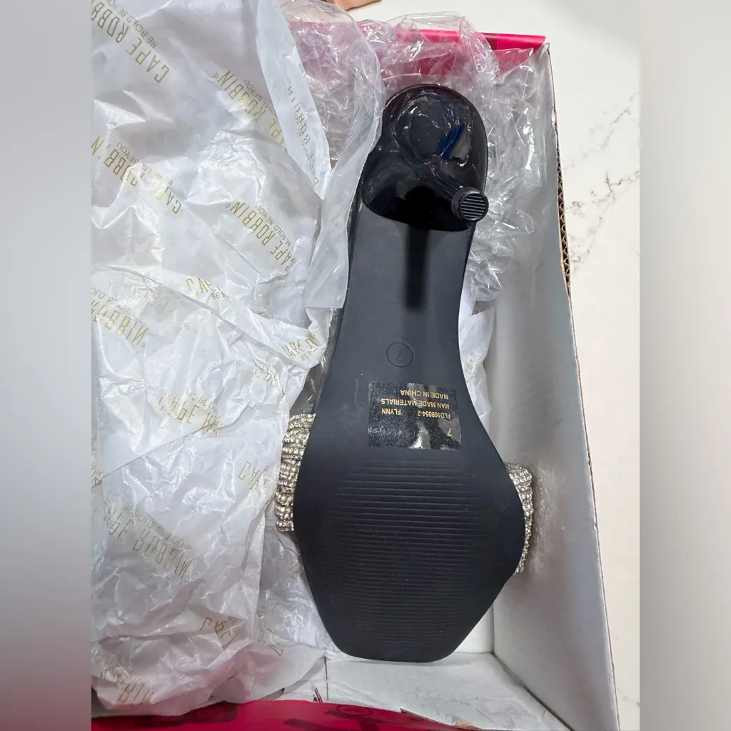 NEW Cape Robbin Stiletto Heels Rhinestone-Embellished Knot & Open Toe (Flynn) 7 - Image 4