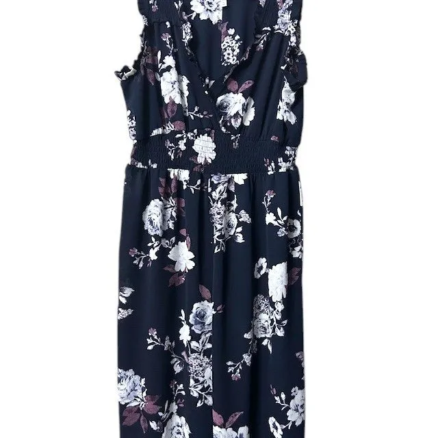 Women's Black Floral Print Jumpsuit XL Sleeveless Cropped Lightweight Romantic - Image 14