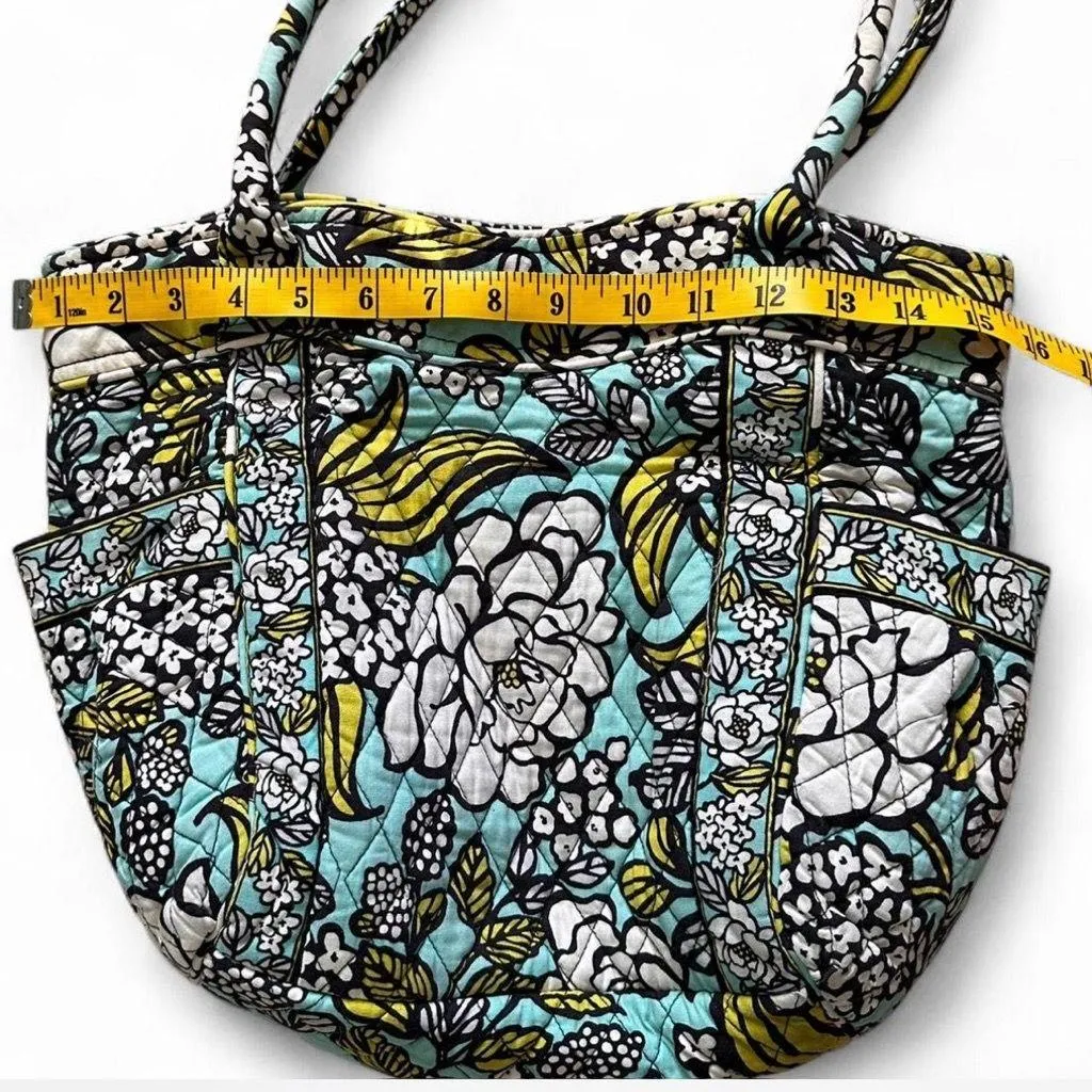 Vera Bradley Blue and Yellow Floral Tote Back To School College Travel Work Bag - Image 7