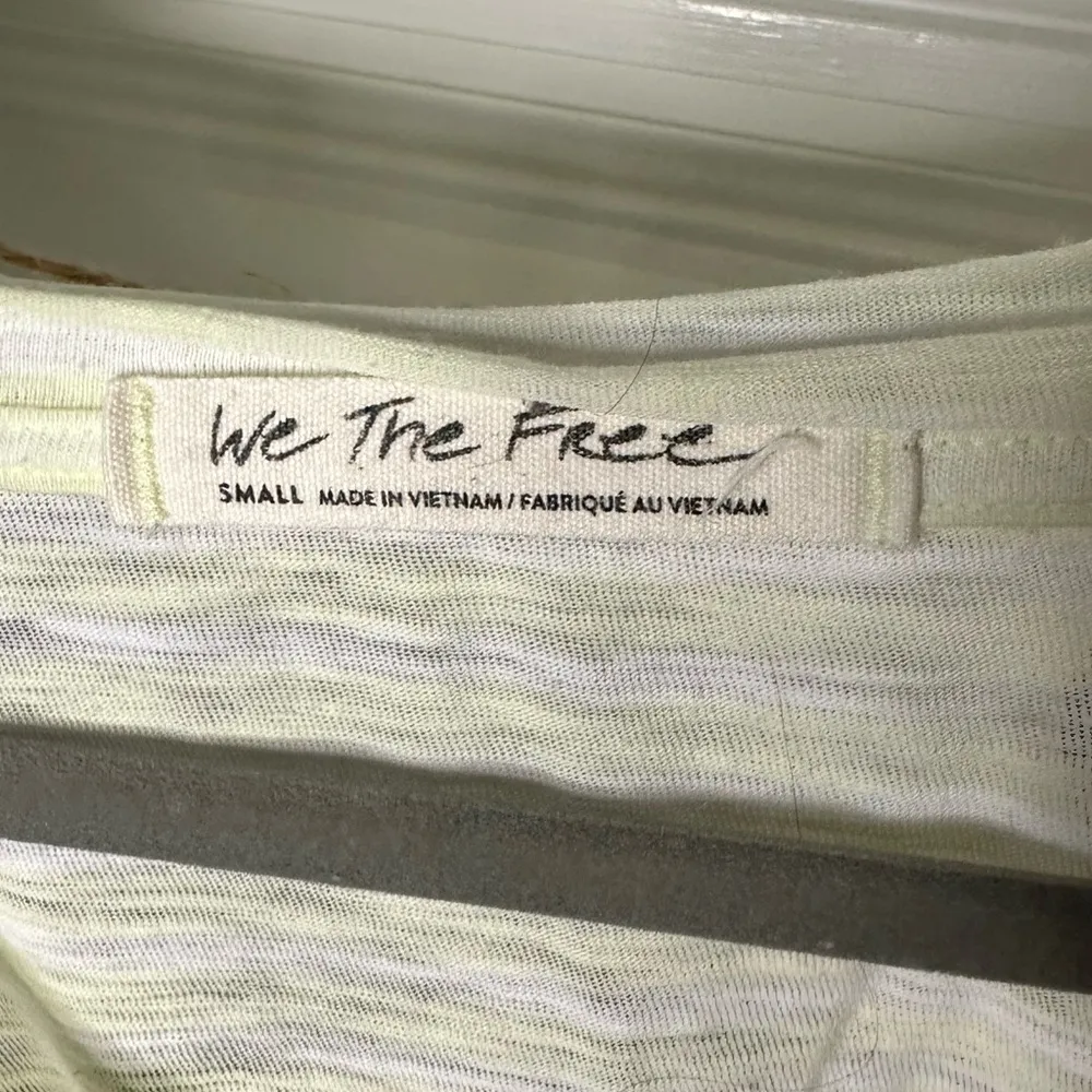 Free People batwing oversized t shirt size small pastel yellow and white stripe - Image 2