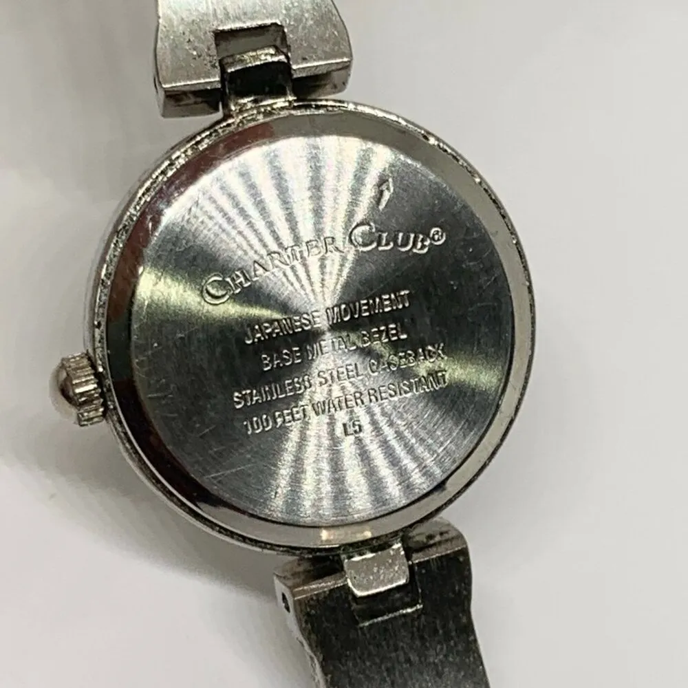 Charter club silver tone ladies quartz analog wrist watch 22mm  size 7” running - Image 7