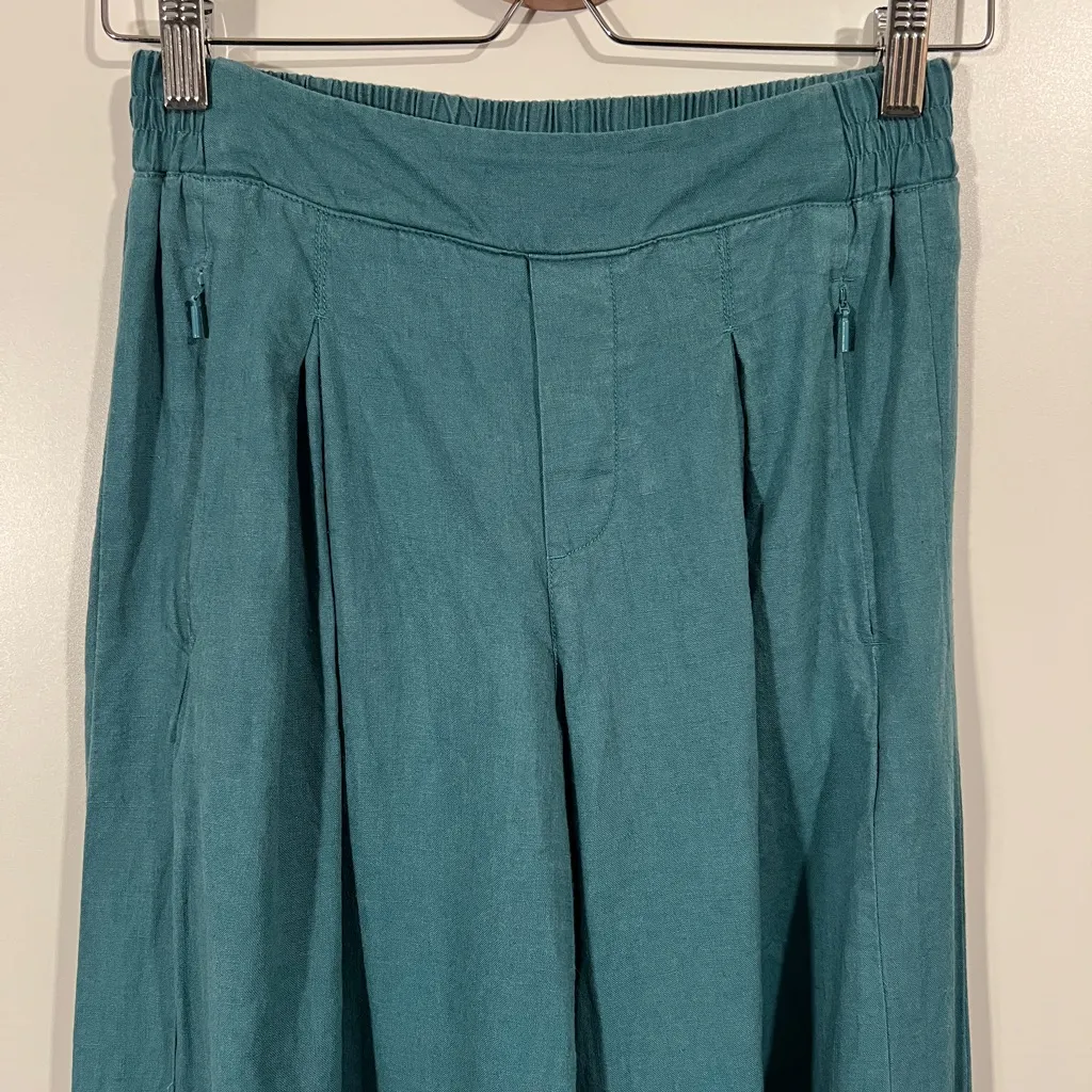 Athleta Playa Linen Wide Leg Crop Pants in Turquoise Size 2 - Image 7