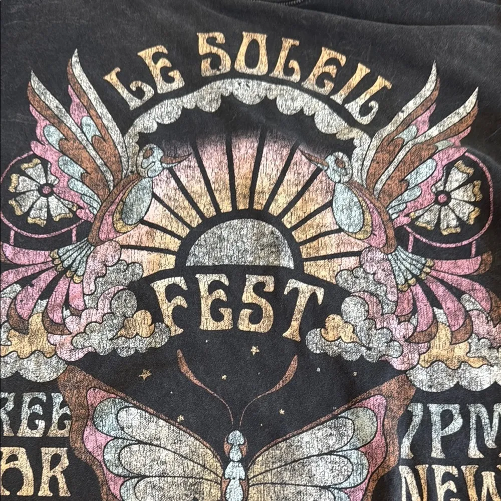 Hollister Black Graphic Tee with Festival Design - Image 4