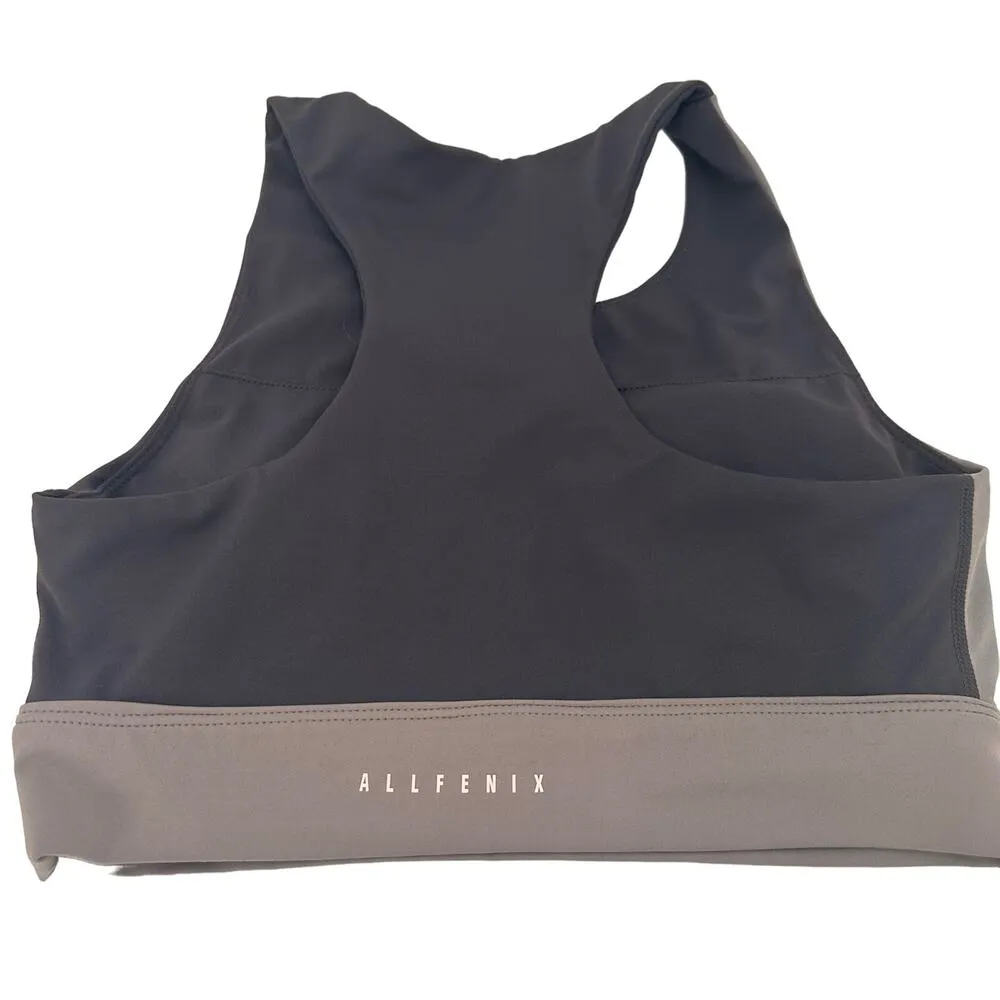 Allfenix Grey & Black Colorblock Halter Sports Bra Size Medium Gray - Image 3