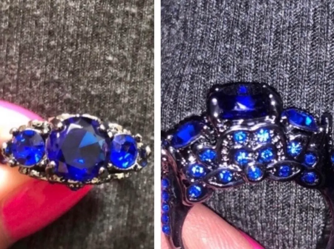 Blue Stone Ring Blackened 925 SS - Image 7