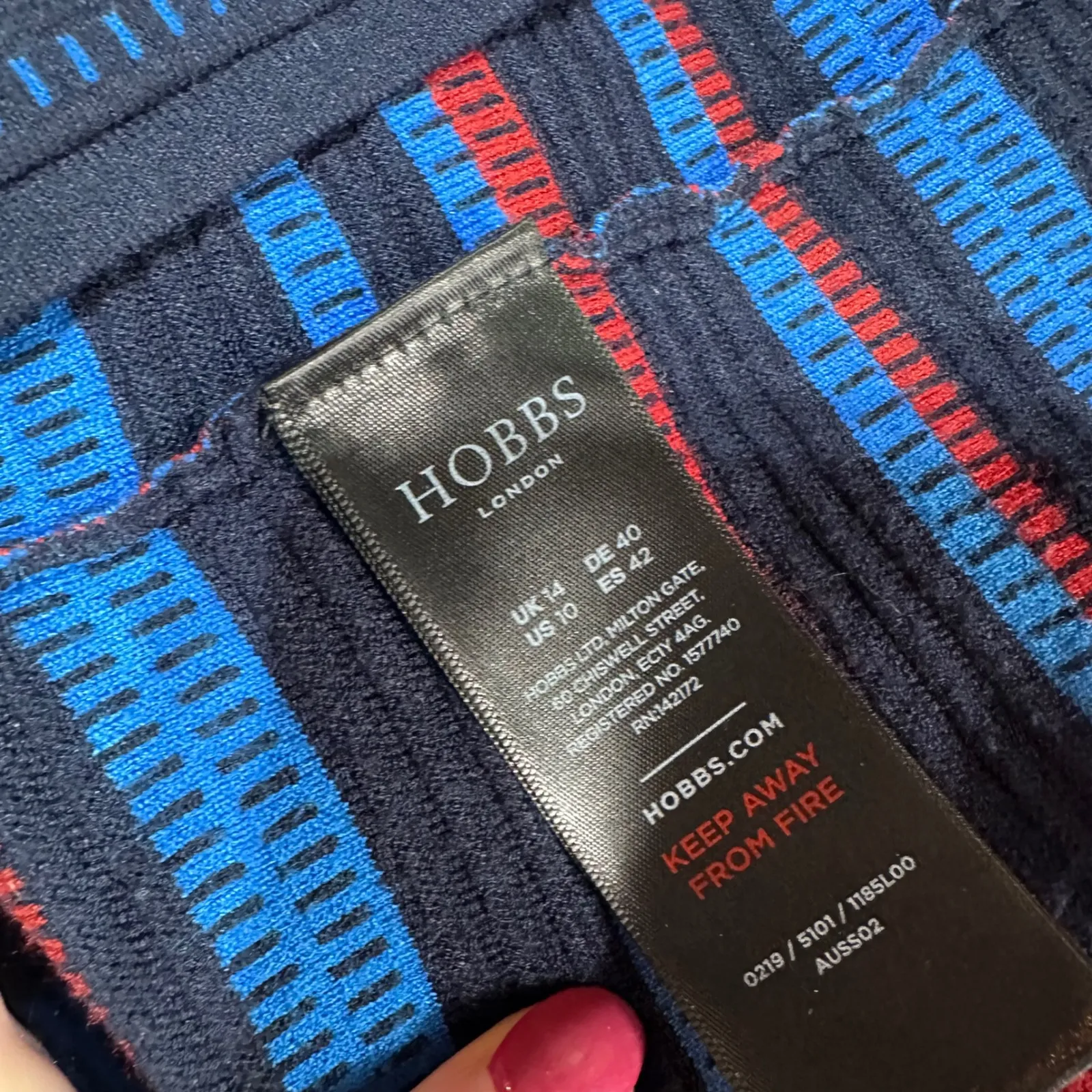 Hobbs London Katie Knit Stripe Fit Flare Dress Navy Red Blue US 10 Knee length - Image 6