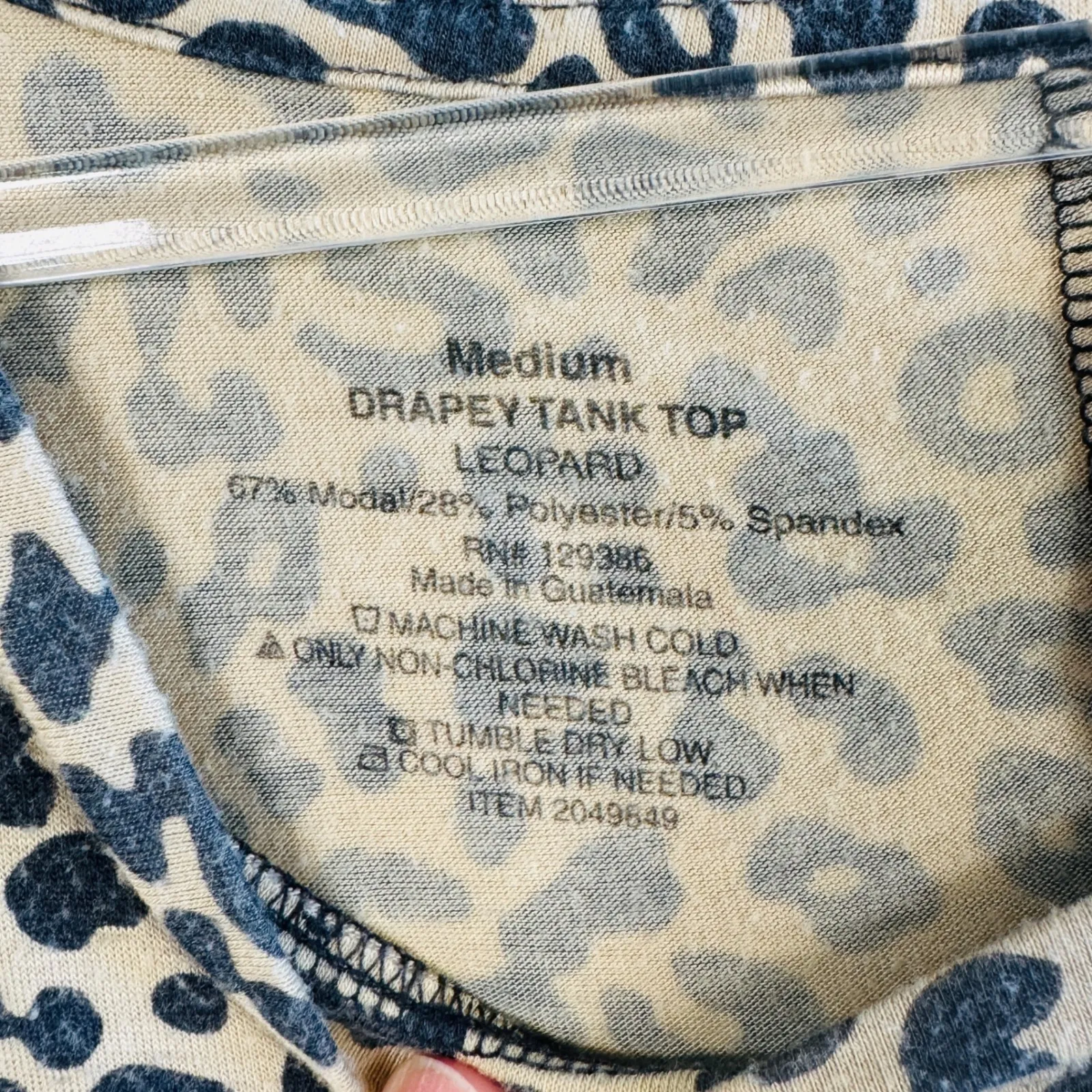 Hobby Lobby Leopard Print Drapey Tank Top Beige Black Animal Sleeveless Womens M Tan Size M - Image 3