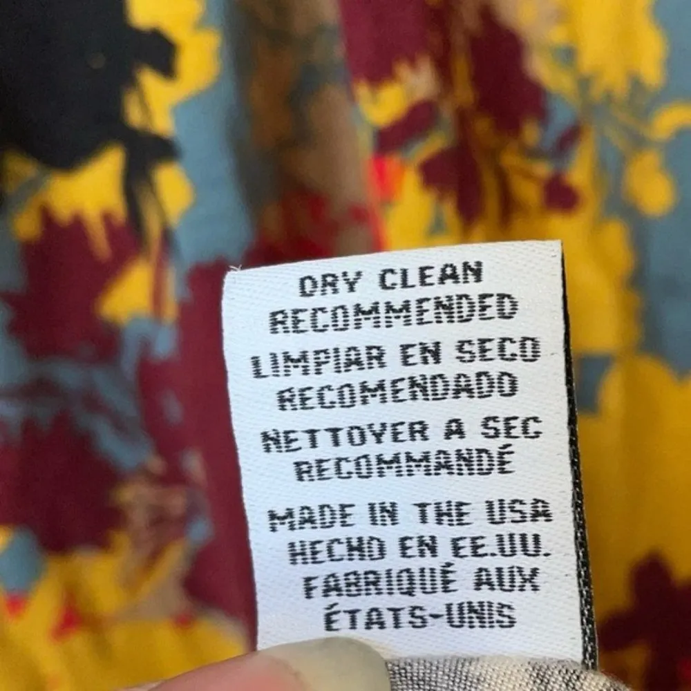 Rachel Pally Dark Foliage Golden Bell Sleeve V-Neck Mini Dress Size Small - Image 4