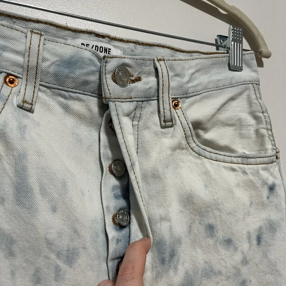 Re/Done 90s High Rise Loose Sunbleached Acid Wash‎ Jeans Size 27 - Image 4