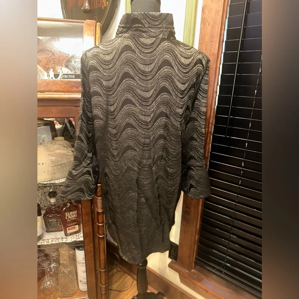 Ali Miles Black And Gold Waves Jacket Top corean neck line Size L - Image 8