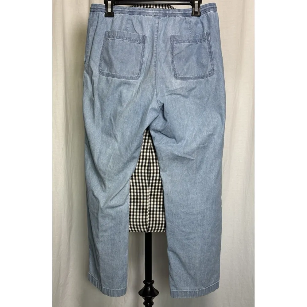 LL Bean Womens Sunwashed Canvas Cropped Pants Chambray 10 Petite Classic Fit Blue Size 10P - Image 2