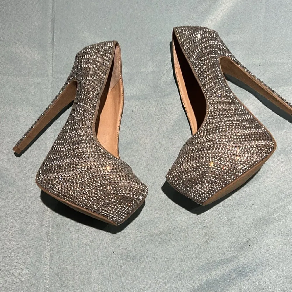 LUXE by JUSTFAB Platform sparkly stilettos size 8.  B56 - Image 4